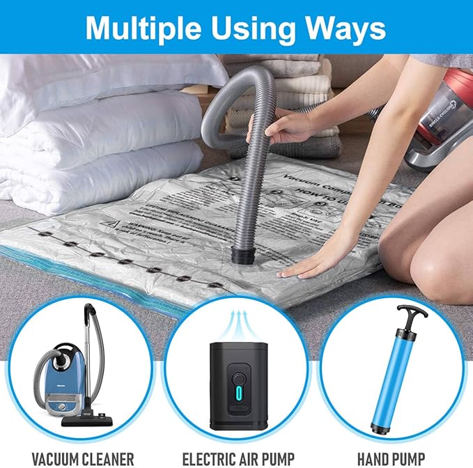 BoxLegend Vacuum Storage Bags with Hand Pump 6 Medium 19.68’’x27.56’’ Thickened Waterproof Vacuum Seal Bags for Clothing Bed Sheets Pillowcases Compression Space Saving for Moving Closet Storage