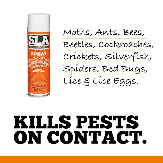 Reefer Galler SLA Cedar Scented Moth Repellent Spray, Kills Moths Bed Bugs and Pests on Contact, 15 oz (Pack of 3)