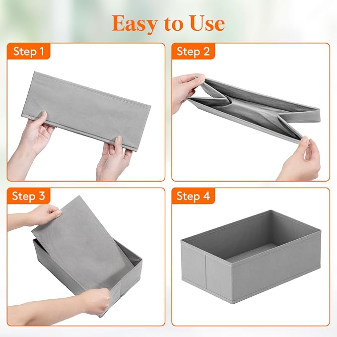 Lifewit Drawer Organizer Clothes for Closet 32 Pack, 3 Sizes Underwear Wardrobe Drawer Dividers, Fabric Foldable Dresser Storage Organizer Bins for Sock/Bra/Lingerie/Undies, Light Gray