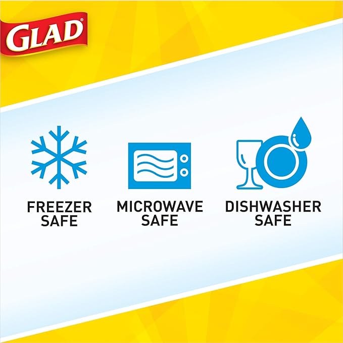 Glad GladWare Tall Entree Food Storage Containers with Lids, Large Square No BPA Plastic for Meal Prep and Lunches, Lock Tight Seal, Microwave and Dishwasher Safe, 42 Oz, 3 Count