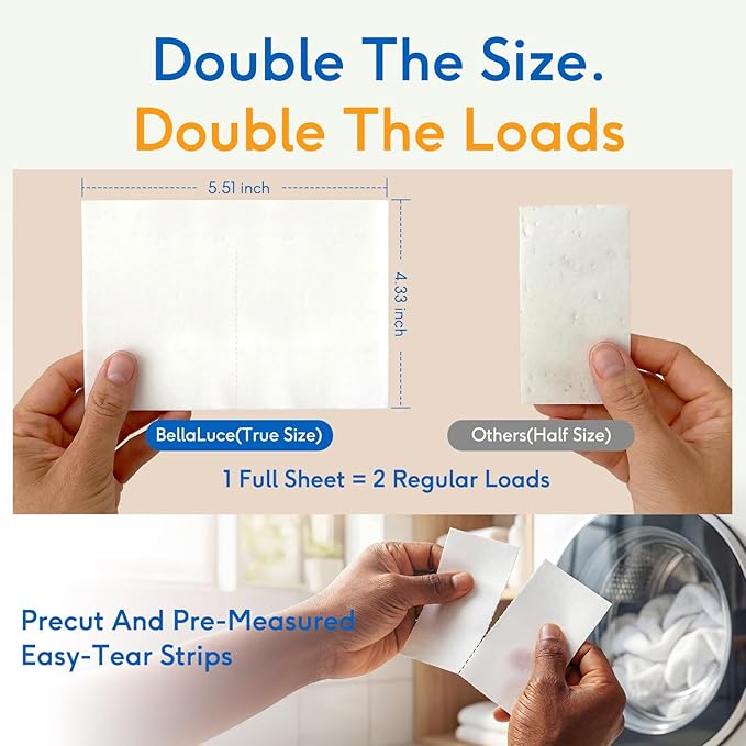 BellaLuce Laundry Detergent Sheets - Laundry Sheets, 240 Loads, Eco-Friendly, Plastic-Free, Fresh Linen Scent, Space Saving, Fast Dissolve & Hypoallergenic, Laundry Detergent for Home,Dorms,Essentials