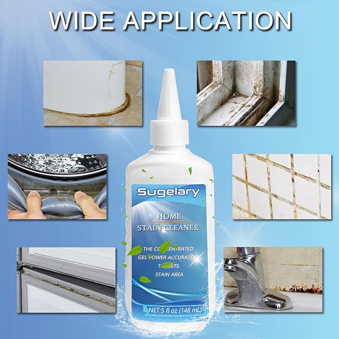 Sugelary Mold Stain Cleaning Gel, 5 Fl oz All-Purpose Household Cleaner Gel for Front Loader Seal, Bathroom Grout, Sink, Shower, Caulk, Washing Machine Cleaning Solution