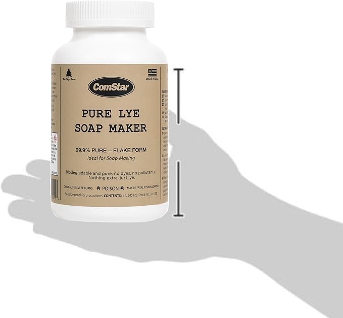 ComStar Pure Lye Flakes | 1 Pound, 99% Pure Sodium Hydroxide Flakes, Ideal for Soap Making, Food Prep, Cleaning and More (30-525)