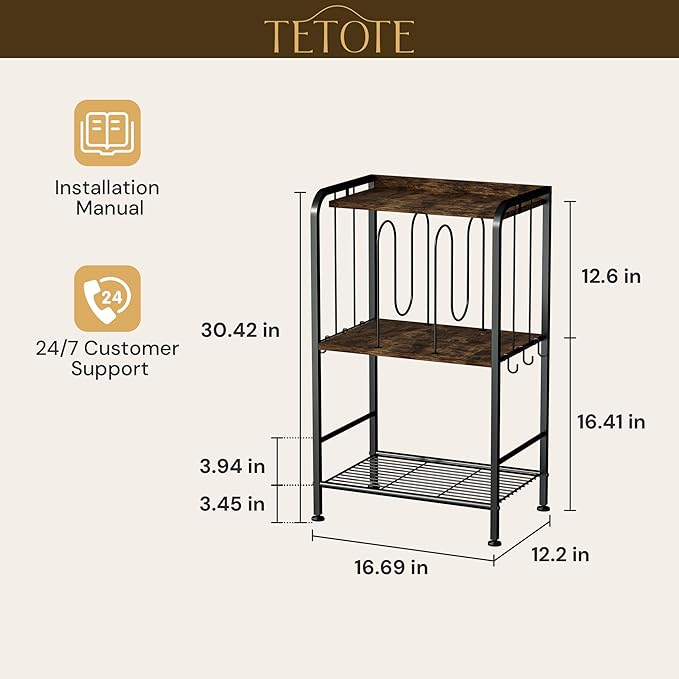 TETOTE 3-Tier Towel Rack, M-Shaped Detachable Dividers Metal Towel Storage Organizer for Bathroom, Laundry, Pool, Free Standing