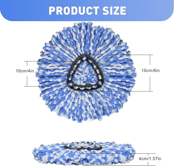 4 Pack Spin Mop Replacement Heads, Microfiber Mop Refills Compatible with Ocedar Mop Heads Replacements 2 Tank System, Replace Head Safe for Cleaning All Hard-surfaced Floors