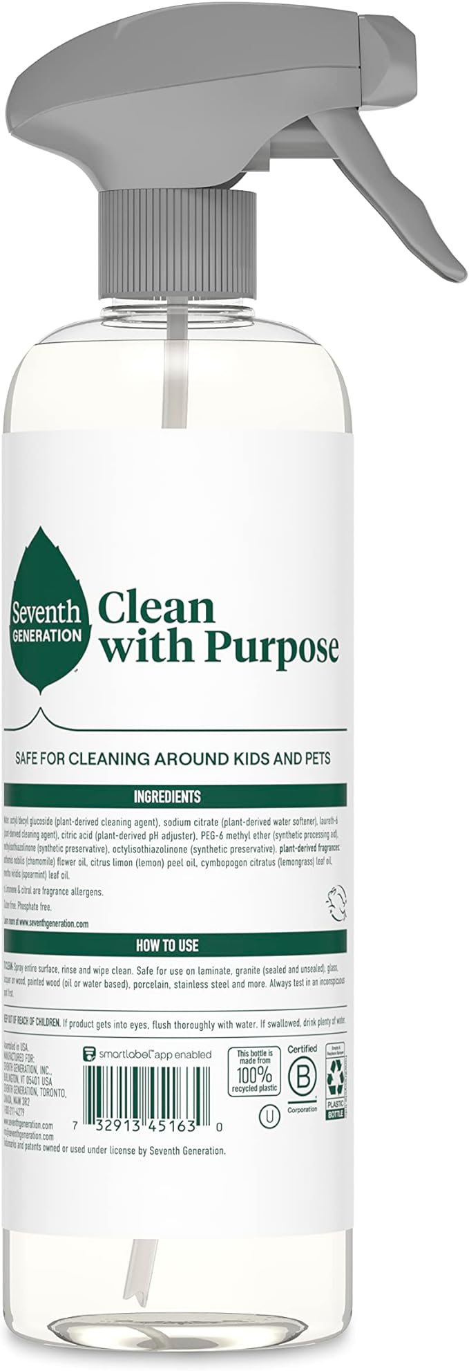 Seventh Generation All Purpose Cleaning Spray Surface Cleaner Lemon Chamomile scent Cuts Grease 23 oz,(Pack of 8)