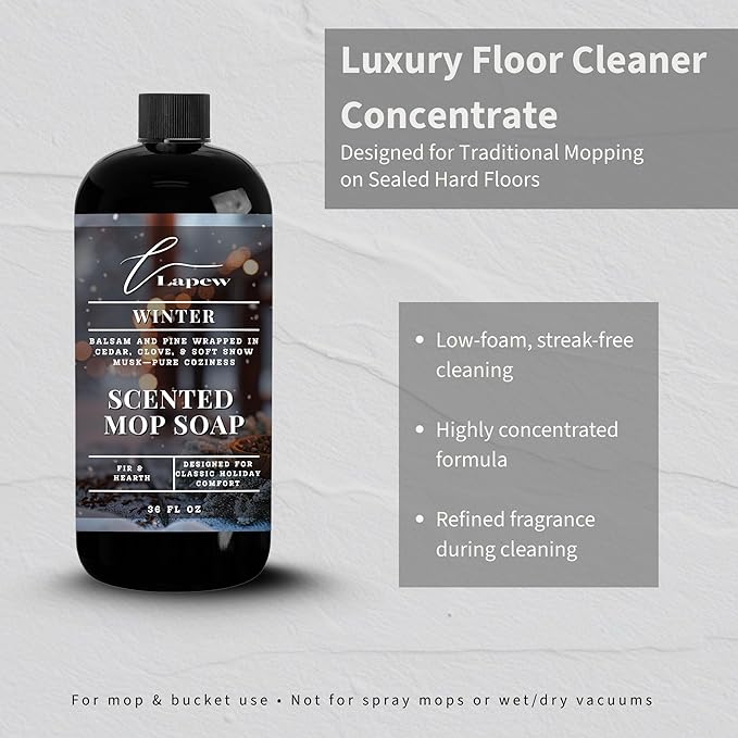 Lapew Winter Scented Mop Soap - Luxury Floor Cleaner Concentrate for Mopping Tile, Laminate, Vinyl & Hardwood | Streak-Free, Low-Foam | 36 oz