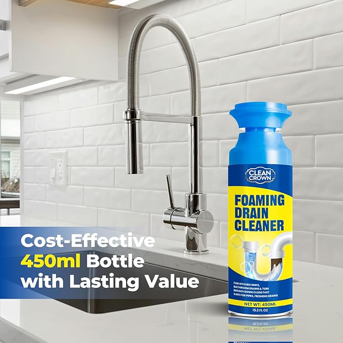 Foaming Drain Cleaner, Drain Cleaner Foam, Powerful Sink Drains Cleaners Foam for Kitchen, Bathroom, Shower and Tub Drains, Clog Remover & Odor Eliminator with Active Foaming Formula