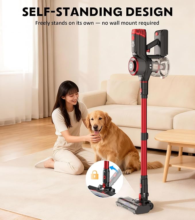 KTTLDRN Cordless Vacuum Cleaner, 600W 50KPA Powerful Stick Vacuum with OLED Smart Display, 70Mins Runtime, Self-Standing & 1.8L Dust Cup, Vacuum Cleaners for Home/Hardwood Floor/Carpet/Pet Hair