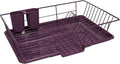 Sweet Home Collection 3 Piece Dish Drainer Rack Set with Drying Board and Utensil Holder, 12" x 19" x 5", Eggplant Purple(Pack of 1)