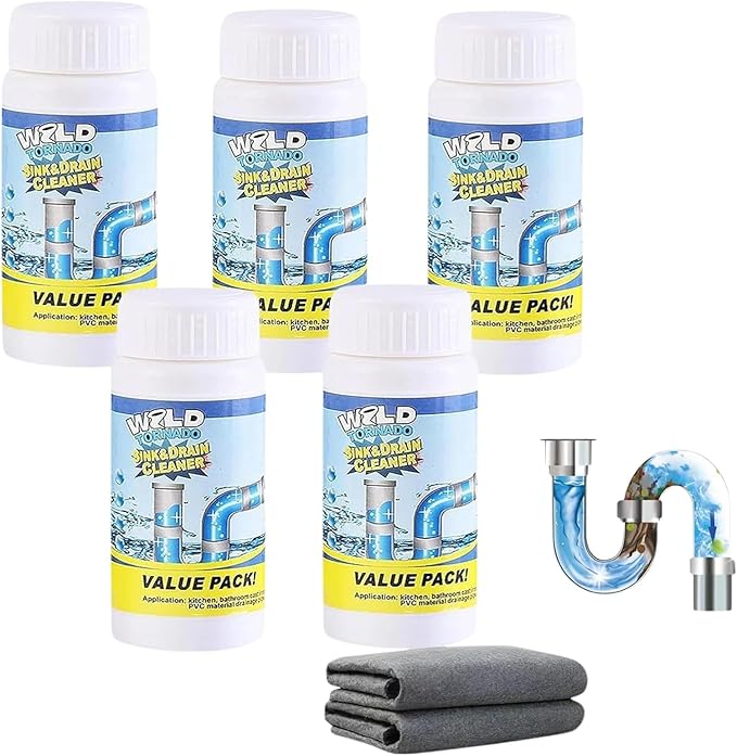 Pipe BFast Acting Foaming Unclogger for Kitchen Sink, Bathroom, Shower, and Toilet Pipeline Cleaningobo Drain Cleaner,Wild Sink And Drain Cleaner Powder, (5)