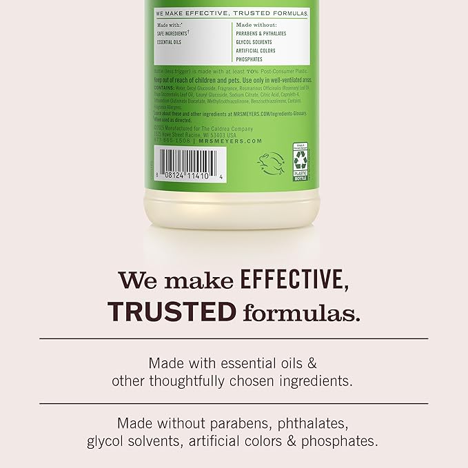 MRS. MEYER'S CLEAN DAY Multi-Surface Everyday Cleaner, Fresh Cut Grass Scent, 16 Fl Oz Bottle
