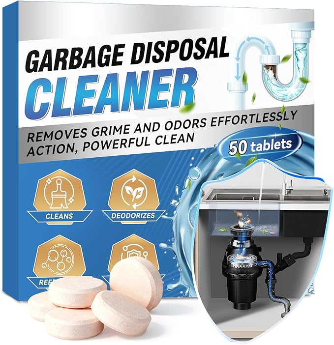 Garbage Disposal Cleaner and Deodorizer 50 Packs, Powerful Garbage Disposal Cleaner Tablets, 1 Year Supply For Kitchen Sink, Drain Clean, Home Cleaning Essentials (50packs)