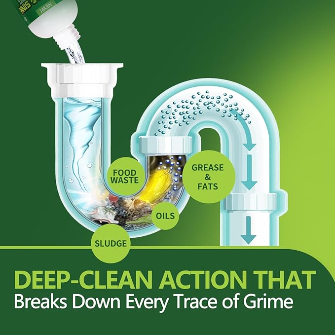 Drain Cleaner Clog Remover Liquid: Sink Kitchen Bathroom Shower Drain Cleaning Solution - Safe for Household Pipes Prevents Build-Up (2 Pcs)