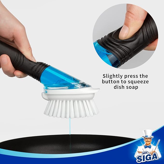 MR.SIGA Soap Dispensing Dish Brush Refills, 4 Pack