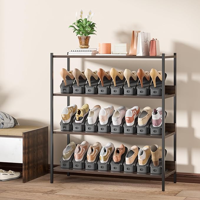 Neprock Shoe Slots Organizer for Closet, Shoe Storage Organizer Shoe Slots Organizer, Shoe Rack Organizer Space Saver Organizador De Zapatos for Closet Organization(36 Pack)(Grey)