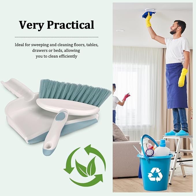 Broom with Dustpan Combo Set Pink Mini Hand Broom and Dustpan Set for Home Desktop Sofa Pet Household Care Camping (White+Pink M3)