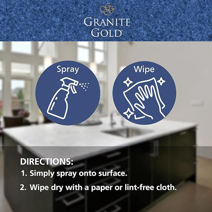 Granite Gold Quartz Cleaner Spray for Caesarstone, Cambria, Silestone and All Other Quartz Countertop Surfaces, 24 Fl Oz (Pack of 1)