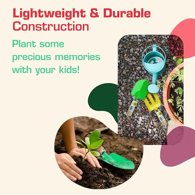 Rugg Kids' Garden Hand Trowel, Mini Shovel with Wooden Handle, Gardening Tool for Children, Green