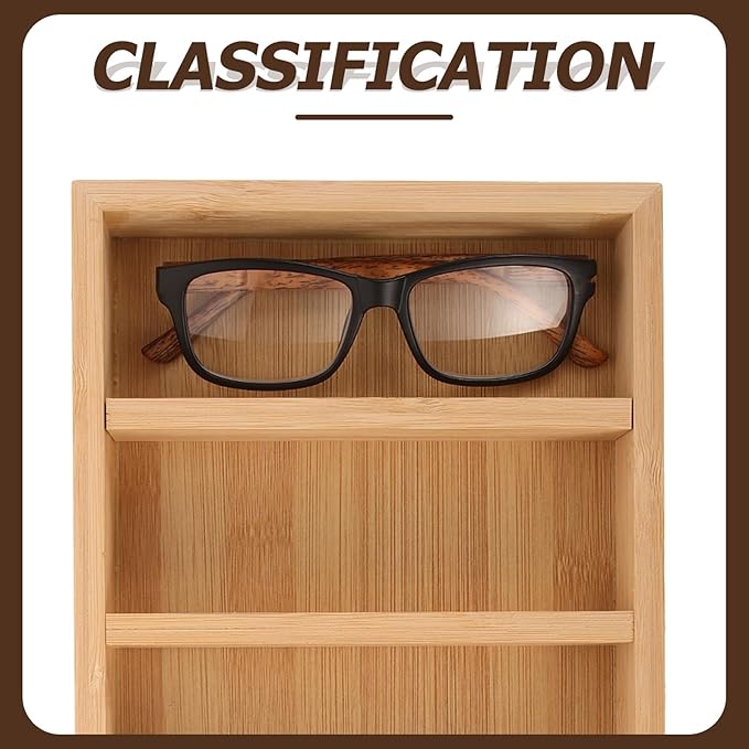 2pcs Eyeglasses Organizer Tray with 5 Compartments Sunglasses Display Case Eyewear Storage Box for Home and Retail Use