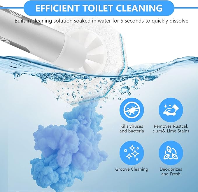 Disposable Toilet Bowl Wand Refills for Clorox, 50 Pcs - Compatible with Clorox Toilet Wand Refills, Hygienic Scrubber Heads for Bathroom Cleaning
