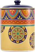 Bico Tunisian Ceramic Air Tight 9 inch Cookie jar, for holding coffee, powder, tea, spices, Microwave and Dishwasher Safe