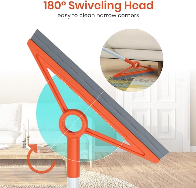 MAVRIZ Air Broom with Removable Rubber Strip and Broom Bristle, Squeegee Broom for Indoor Cleaning, Multifunctional Floor Squeegee for Dust, Hair, Liquids