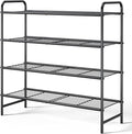 Kitsure Shoe Rack - Stainless Steel Shoe Organizer, Sturdy Shoe Rack for Closet and Front Door Entrance, Free Standing Shoe Shelf, Closet Organizers and Storage, 25.6" Wide - 4 Tier, Black