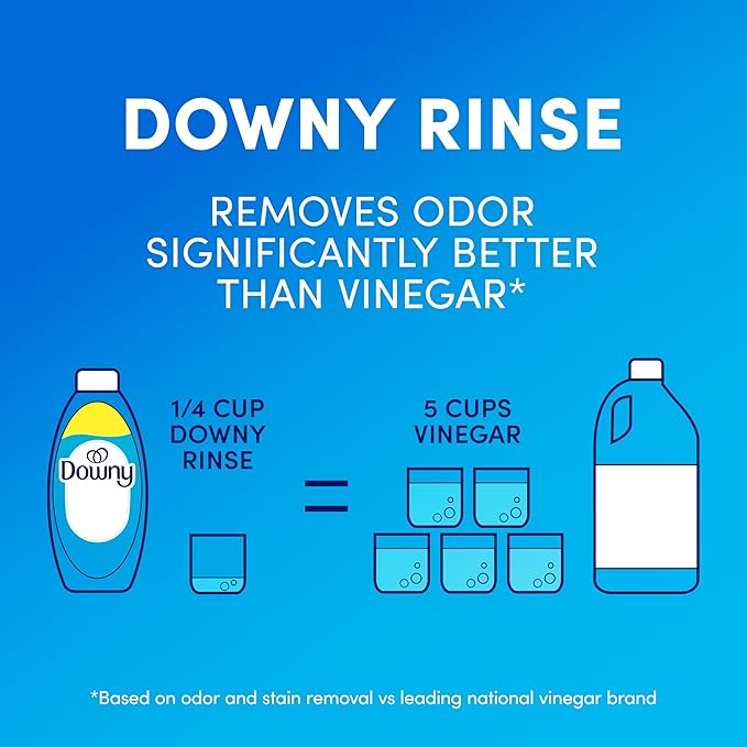 Downy Rinse Laundry Odor Remover, Cool Cotton Scent, 48 fl oz, Fabric Softener And Laundry Odor Removal Rinse, Fights Odors At The Source, HE Compatible