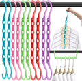 DUCOO Space Saving Hangers 10 Pack, Heavy Duty Magic Cascading Hanger Organizer with 5 Enclosed Anti-Slip Holes, Closet Organizers and Storage for Clothes, College Dorm Room Essentials, Multicolor
