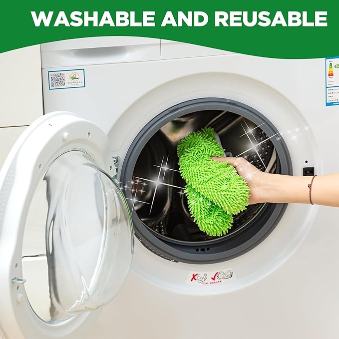 Reusable Microfiber Mop Pads Washable Wet Pads Compatible with Swiffer Sweeper Refills Pads for Wet & Dry Sweeping Cloths Mop Head Replacement for Household Cleaning (Green 4PCS)