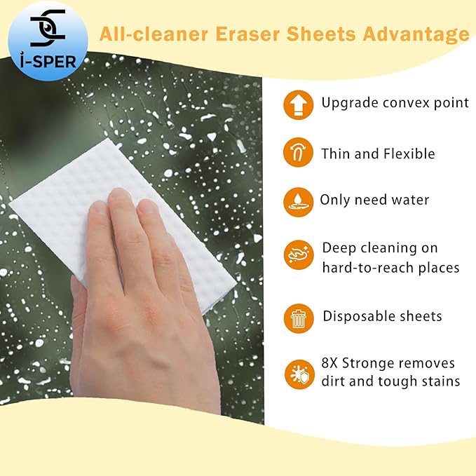 60 PCS Magic Sponge Eraser Sheets, Reusable Upgrade Convex Point Scrub Pad Singles Eraser Cleaning Sponge Portable Thin Nano Wipes for Kitchenware Furniture Faucets Hard-to-Reach Places
