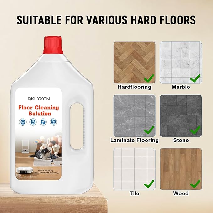 Floor Cleaning Solution Compatible with Roborock – 82 FL OZ Original Floor Cleaner – Long-Lasting, Fresh– For All Robot Vacuums with Mopping & Cordless Wet/Dry Vacuum Mop Cleaner