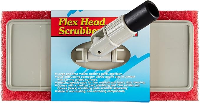 STAR BRITE Large Scrub Pad with Flexible Head Scrubber - Medium Texture (Red) - Attach to Extension Handle for an Extra 3’-10’ of Reach (040124)