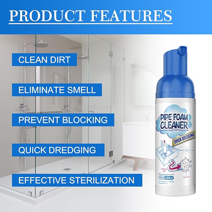 Japanese Drain Foam Cleaner, Japanese Toilet Cleaning Foam Drain Cleaner, Powerful Sink and Drain Cleaner, Drain Cleaner Hair Clog Remover Foam for Kitchen Drain, Sinks (1)