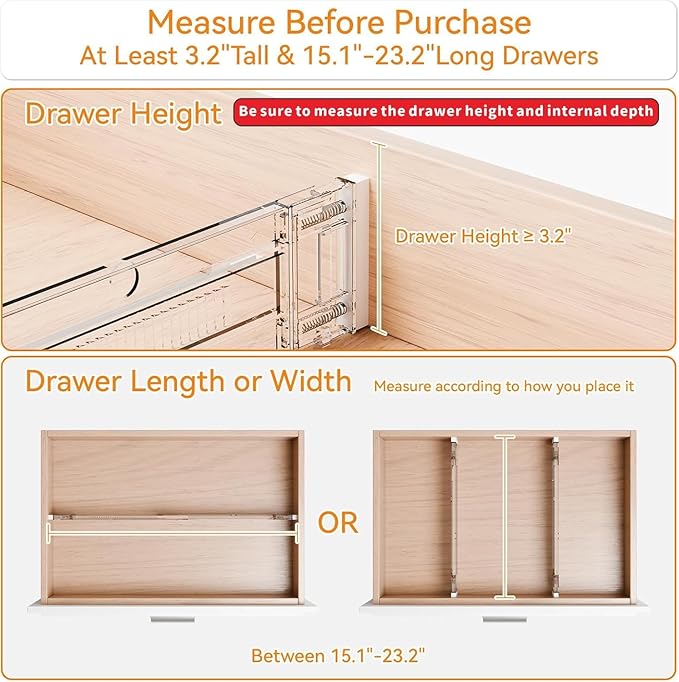 Yieach 12 Pack Clear Expandable Deep Drawer Separators From 15 to 21'' - 3.2 Inch Tall Acrylic Drawer Dividers for Clothes,Dresser Drawer Dividers for Dresser,Baby Nursery,Clothing,Sock or Underwear