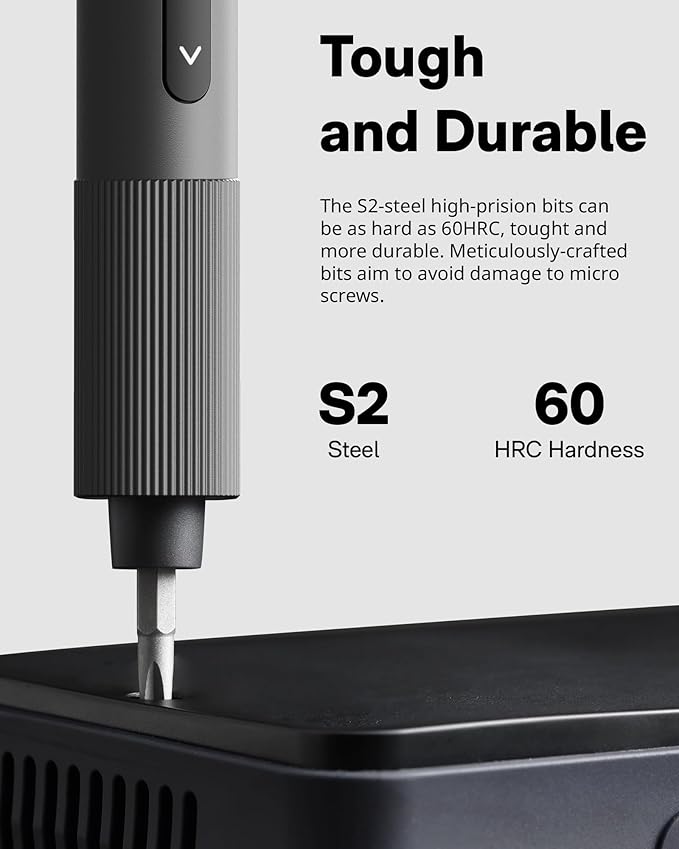HOTO 25-in-1 Mini Electric Screwdriver, 3.7V Precision Screwdriver Set, USB-C Rechargeable, Compact Magnetic Tool for Phone, Laptop, Camera, DIY Projects, Electronics Repair