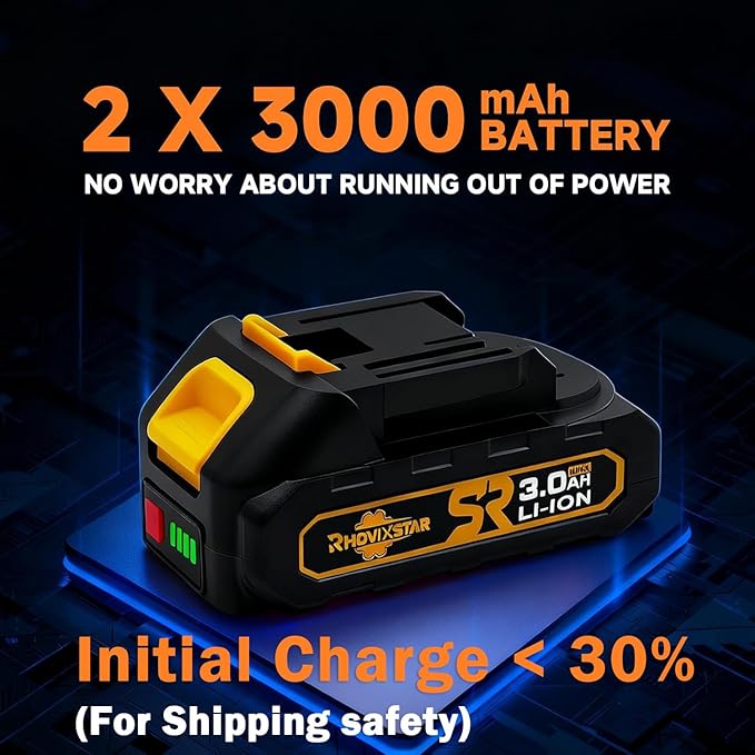 Cordless Drill Set with Battery and Charger,Power Drill Tool Set 20v,3/8-Inch Keyless Chuck,Variable Speed (Equipped with 2x 3Ah Batteries)