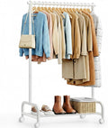 SLEEPING LAMB Heavy Duty Clothing Racks for Hanging Clothes, Small Rolling Clothes Rack with Wheels, Sturdy Garment Wardrobe Rack for Bedroom, Laundry Room, White