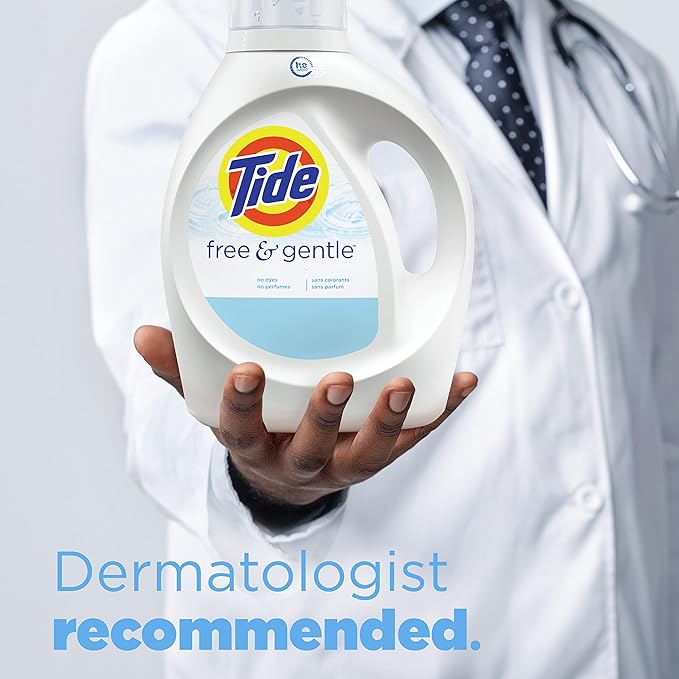 Tide Free & Gentle Liquid Laundry Detergent, 80 Loads, 105 fl oz, Tide Laundry Detergent, Clean Laundry Detergent