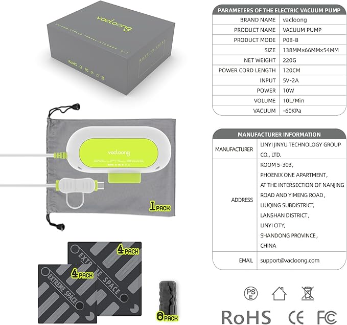 Vacuum Storage Bags for Travel with Portable Electric Pump, 8 Packs Vacuum Seal Bags for Clothing with High Pressure Pump, Compression Packing Space Saver, Portable Travel Bags for Luggage