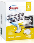 Binbata Eco Dishwasher Detergent Sheets Up To 160 Loads, Citrus Lemon Scent Plastic Free Dishwashing Soap Strips With High Efficient Solid Enzyme, Leaving Dishes Sparkling Clean
