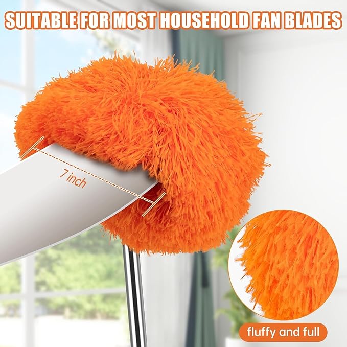 Ceiling Fan Cleaner Duster with 60 inch Extension Pole, Dusters for Cleaning High Ceiling Fan Blades, Dusters Kit with Storage Bag, Cleaning Tools for Families (14pcs)