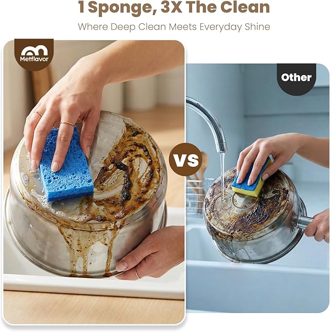 Kitchen Sponges, 24 Count, Non-Scratch Scrub Sponge, Dual Sided Cleaning Sponges for Dishes, Kitchen, Bathroom