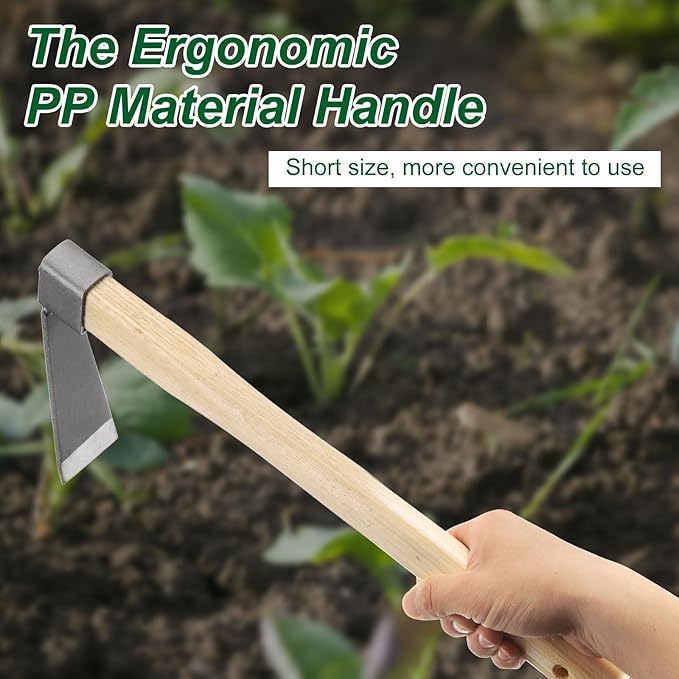 HARFINGTON Garden Hoe 15" x 4.33" Steel Hoe Garden Tool Anti-Rust with Non-Slip Wooden Handle Edger Weeder Shovel for Backyard Loosening Farm Planting Weeding