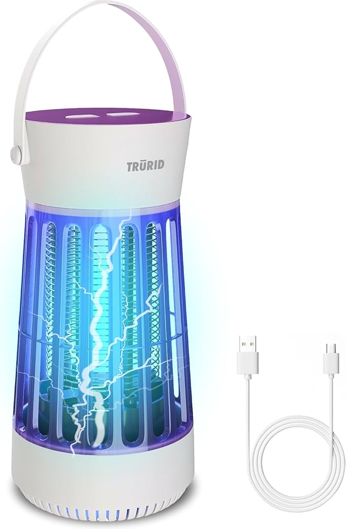 Fly Trap Indoor Bug Zapper, UV LED Mosquito Repellent Outdoor Patio, Portable Electric Zapper with Fan and Easy-Empty Tray, Ideal for Indoor Use