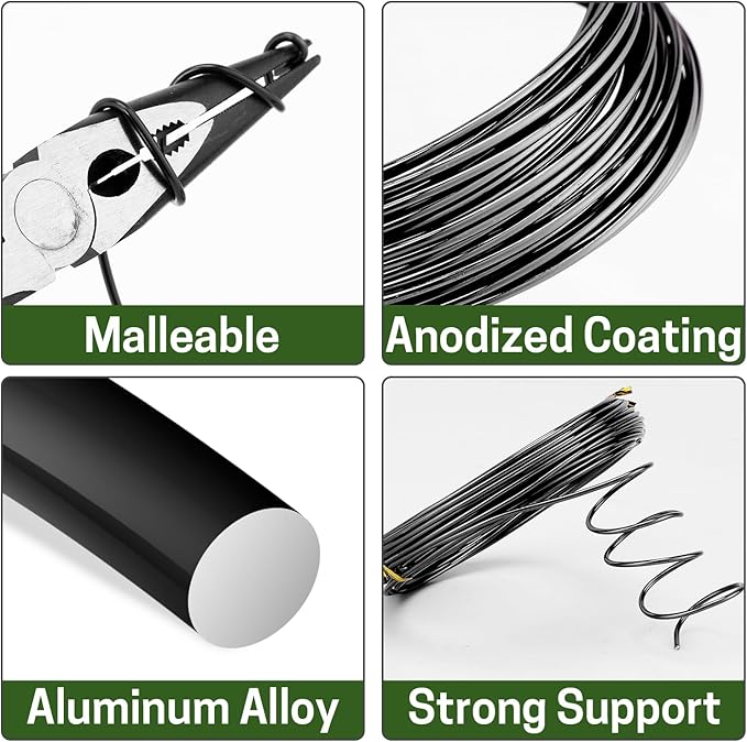 Bonsai Training Wire Set of 4, Total 128 Feet (32 Feet Each Size) 3 Size - 1.0MM, 1.5MM, 2.0MM, Corrosion and Rust Resistant (with Bonsai Wire Cutter)
