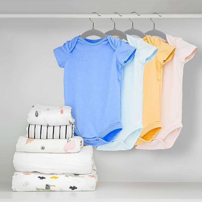 Utopia Home Kids Velvet Hangers 50 Pack – 11 Inch Non-Slip Baby Hangers for Baby and Toddlers, Durable Ultra-Slim Space-Saving Closet Organizers (Grey)