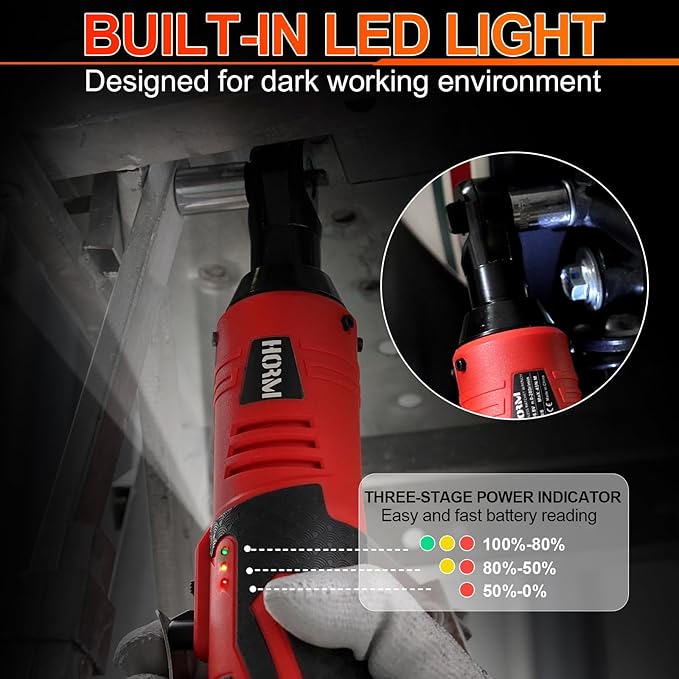 3/8" Cordless Electric Ratchet Wrench Set, 40 Ft-Lbs 16.8V Battery Power Ratchet Tool Kit with Variable Speed Trigger, 2 Packs 2.0Ah Battery, Charger, 7 Sockets