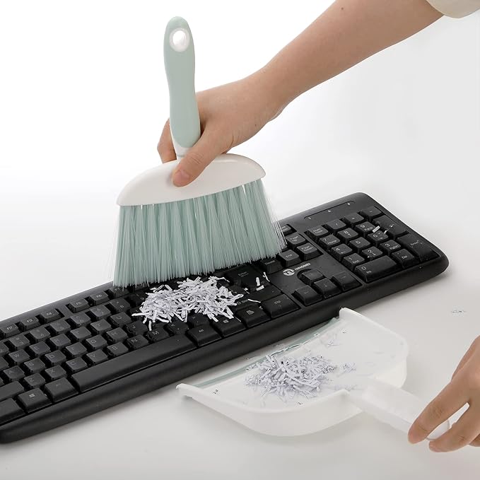 Frcctre 3 Pack Small Dustpan and Brush Set, Multipurpose Plastic Small Hand Whisk Broom and Dustpan Set Cleaning Sweep Tools for Desk Car Keyboard Countertop Home Kitchen